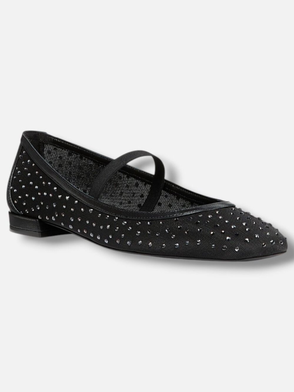 Stuart Weitzman Women's Black Arabella Embellished Flats Size 9B